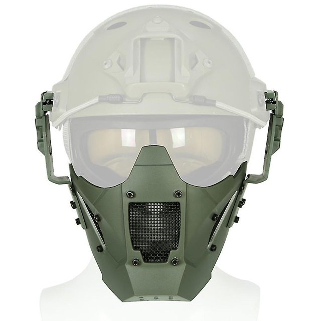 Casco militar táctico para exteriores Airsoft, protección de combate, media cara, protección para los oídos, máscara Conquer (gris)