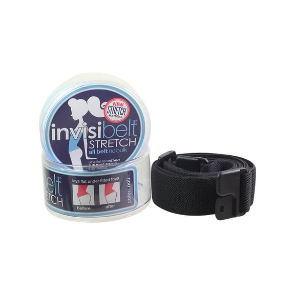Invisibelt No Show Women’s Stretch Belt: Adjustable Flat Belt, Black, One Size