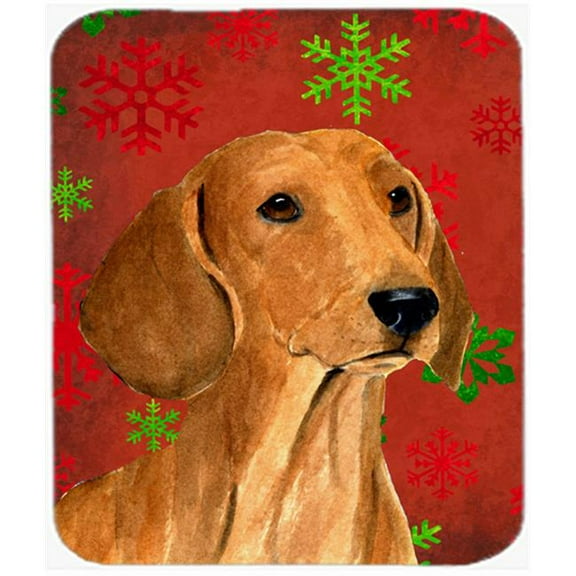 Dachshund Red and Green Snowflakes Christmas Mouse Pad, Hot Pad or Trivet