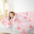thumbnail image 5 of Manfei Girly Pink Bowknot Bedding Comforter Set for Girls, Kawaii Love Heart Twin Comforter Sets, Cherry Blossoms Reversible Bedding Set, Microfiber Bedroom Decor, 2 Pieces, 5 of 9
