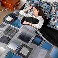 thumbnail image 4 of Homewish Patchwork Geometric Checkered 7-Piece Twin Bedding Sets,Classic Grid Bedding Comforter Set,Gray Blue Sheet Sets For Men Women,Super Cozy Room Decor Reversible, 4 of 8