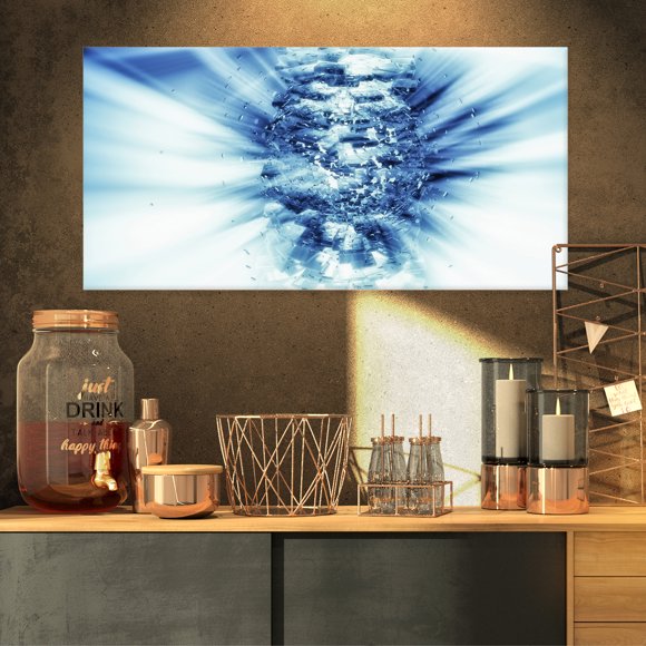 Fractal 3D Blue Splash Burst - Contemporary Canvas Art Print