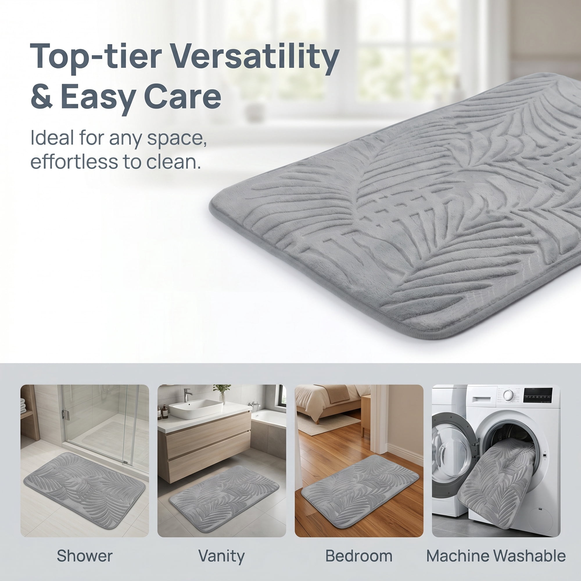 Unique Bargains Non Slip Absorbent Microfiber Plush Shaggy Bath Mat Gray 32" x 20"