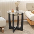 thumbnail image 4 of Patiojoy Glass End Table 24" Round Side Table with Tempered Glass Top Transparent & Black, 4 of 9