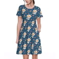 thumbnail image 1 of Disketp Astronaut Corgi Dog para Vestido de Manga Corta para Mujeres, Vestidos de Verano para Mujeres, Casual y Holgado para la Playa, 1 of 6