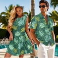 thumbnail image 2 of KUIFORTI Green Palm Leaf Couple Matching Outfits Lightweight Husband and Wife Clothing Washable Mens Shirts Casual with Soft Fabric Fashionable Fit for Honeymoon Trip, 2 of 7