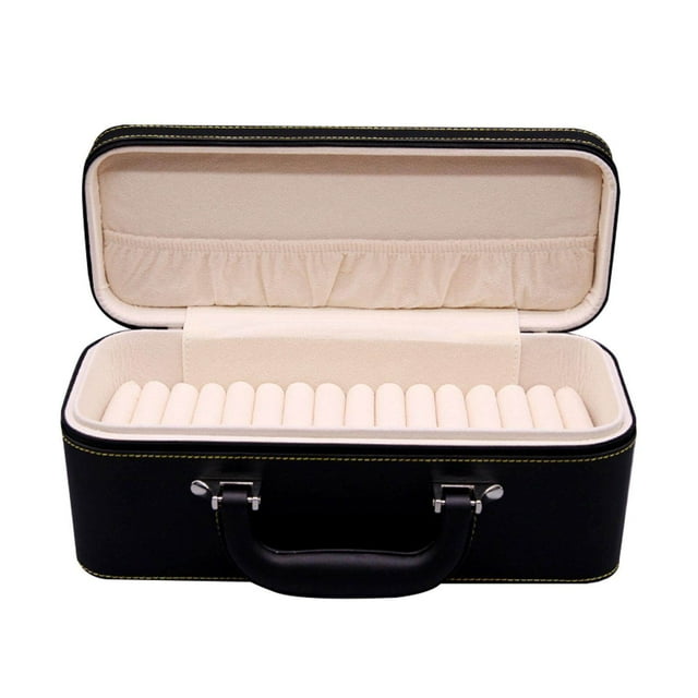 kurtrusly Boîte de Rangement bracelet 15 Compartiments avec Poignée Noir et Beige