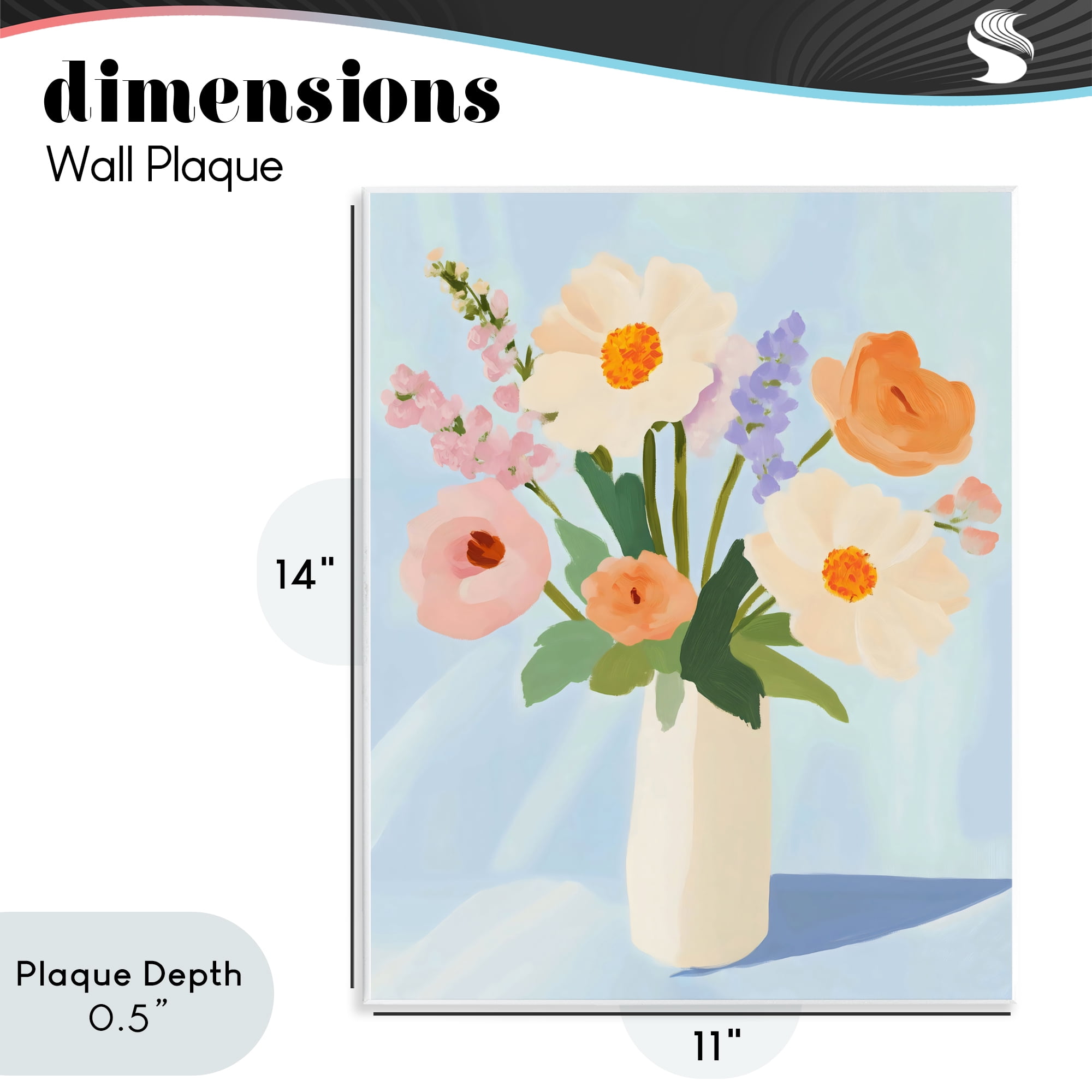 Stupell Industries Floral Bouquet in Sleek White Vase Wall Plaque Art, design by The Prints Vibe