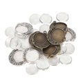 thumbnail image 1 of Double Sided Moon Rotation Pendant Base Tray Round Glass Domes Jewelry DIY Tool Accessory, 1 of 5