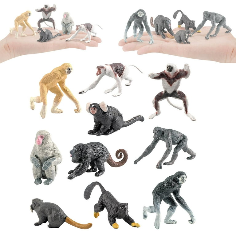 Warmtree Simulated Orangutan Figurines Orangutan Model Wild Animals Model,  Pack of 4