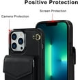 thumbnail image 5 of for iPhone 13 Pro Max Case Wallet, Card Holder Kickstand Mental Ring Leather for iPhone 13 Pro Max Case, Card Slot iPhone 13 Pro Max Case for Girls Women + 1* Sling Lanyard -Black, 5 of 16
