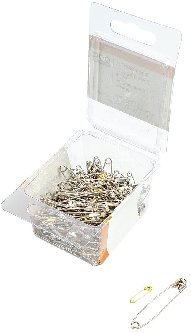 SINGER Assorted Safety Pins in a Resealable Container  225 Count (Pack of 18)