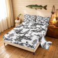 thumbnail image 2 of Manfei Woodland Moose Queen Sheets, Countryside Botanical Queen Sheet Sets, White Gray, 4pcs, 1 Flat Sheet, 1 Fitted Sheet and 2 Pillowcases, 2 of 6