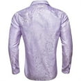 thumbnail image 4 of Shirts for Men Long Sleeve Button Down Vintage Floral Printed Slim Fit Textured Tops Comfy Stretchy Solid Color Trendy Party Men Dress Shirt, 4 of 4