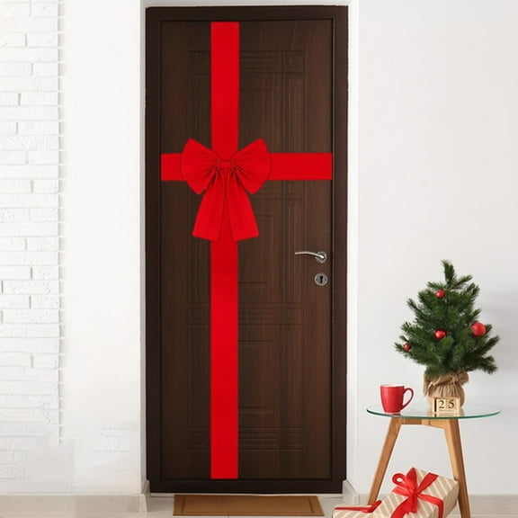 Dserfhy Christmas Cabinet Ribbons Bows Large Red Gate Door Bow Festive Wreath Bow for Christmas Tree Fireplace Home Kitchen Holiday Party Supplies