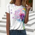thumbnail image 2 of vigerkar Dandelion Graphic Floral T-Shirt Women Casual Summer Boho Tops Holiday Wildflowers Tee Shirts (Hot Pink, XL), 2 of 7