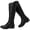 BlackPU 909, variant on Women's Knee High Low Heel Riding Boots, Side Zipper Round Toe Faux Leather Casual Comfort Versatile Boot