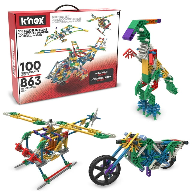 K'NEX - 100 Model Building Set â 863 Pieces, STEM Building, Kid Construction Setâ Ages 7+
