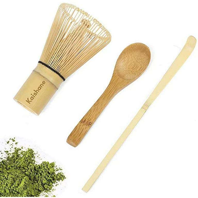 Bamboo Matcha Whisk with Bamboo Spoon and Hooked Bamboo Scoop (Chashaku)  Set by MATCHA DNA - Traditional Matcha Whisk Made from Durable and