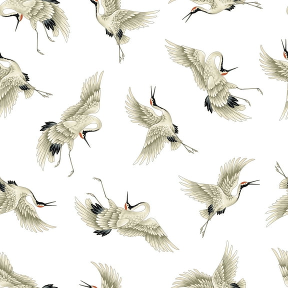MuralsPrint Japanese  Crane Removable Wallpaper - 24'' inch x 10'ft
