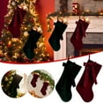 thumbnail image 2 of 2PC 20 Inch Velvet Christmas Stocking with Large Decorative Bow Luxury Velvet Stocking for Fireplace Mantel, Elegant Holiday Decor Christmas gifts (Green&Red), 2 of 9