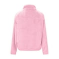thumbnail image 6 of jtjvou Women's Fuzzy Fleece Jacket Zip Up Cropped Coats Casual Winter Warm Fashion Mock Neck Outwear with Pockets Pink S, 6 of 9