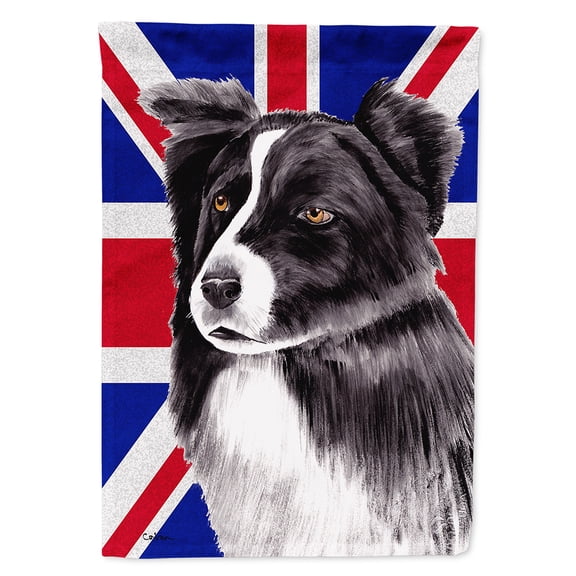 Border Collie with English Union Jack British Flag Garden Flag