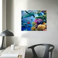 thumbnail image 4 of JRXY Bathroom Canvas Wall Art Sea Turtle Wall Decor for Living Room Colorful Fish Coral Dolphin Ocean Theme Underwater World Pictures for Bedroom Navy Seascape Artwork Framed 20x16in, 4 of 6