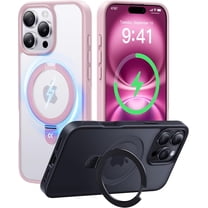 Designed for iPhone 16 Pro Max Case with Magnetic Invisible Stand [Military Drop Protection] [Compatible with MagSafe] Shockproof Slim Translucent Matte Promax Case 6.9 Inch, Pink