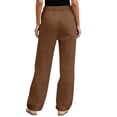 thumbnail image 4 of Minjewel Women's Solid Color Elastic Waist Loose Fit Breathable Cotton Linen Pants, Casual Trousers for Summer and Beach, Lightweight Comfortable,Coffee,S, 4 of 6