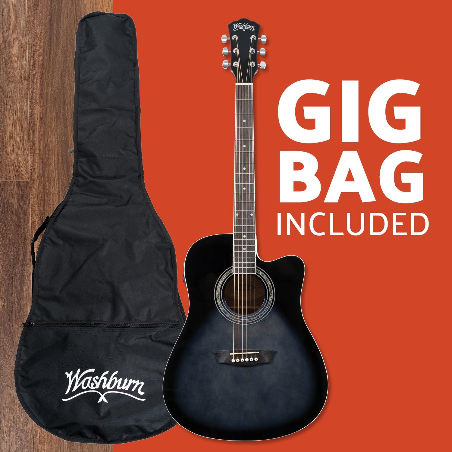 Washburn WA90CE Acoustic-Electric Guitar Kit with Tuner photo 6