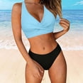 thumbnail image 4 of Women's High Waisted Bikini Sets 2 Piece Tummy Control Swimsuits V Neck Twist Front Bathing Suits(Light Blue,L), 4 of 6