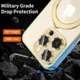 thumbnail image 2 of Magnetic Case for iPhone 15 Pro Case Magsafe with Invisible Stand Kickstand Camera Protector Plating 10FT Shockproof Soft Rubber Clear Protective Phone Case (Gold), 2 of 6