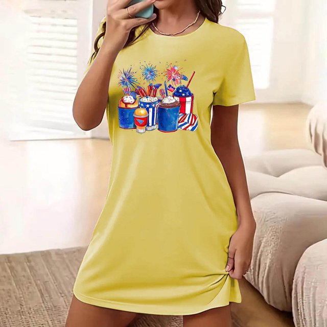 Camisón corto de talla grande para mujer, camisón de manga corta con estampado de pecho a la moda, camisón para mujer