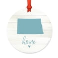 thumbnail image 1 of US State Round Metal Christmas Ornament, Rustic Light Wood Print, North Dakota Home, Includes Ribbon and Gift Bag, 1 of 2