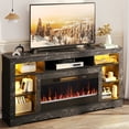 thumbnail image 2 of Bestier 71" Fireplace TV Stand with 36" Electric Fireplace, LED Lighting, and Storage Entertainment Center Console Table for TVs up to 80", Black, 2 of 11