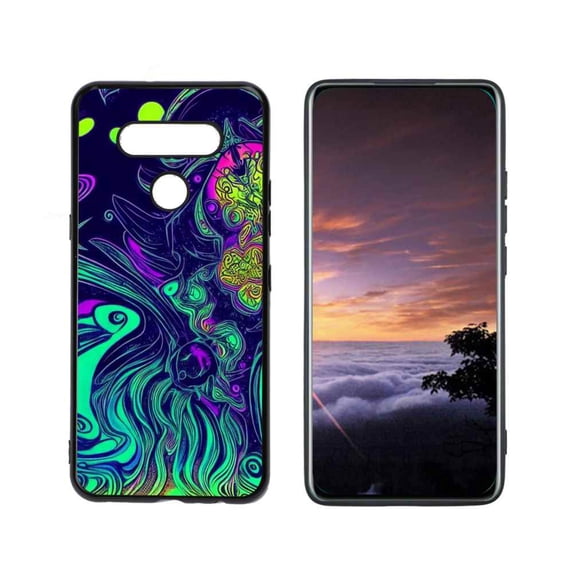Compatible with LG K51 Phone Case, Psychedelic-Trippy-Alien-Art-Visuals-Colours18 Case Men Women, Flexible Silicone Shockproof Case for LG K51