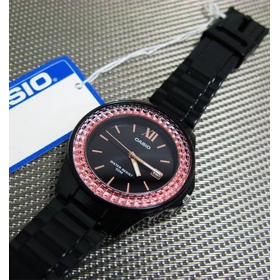 Women's Fashion Black Dial Resin Black Pink Watch LX500H-1E