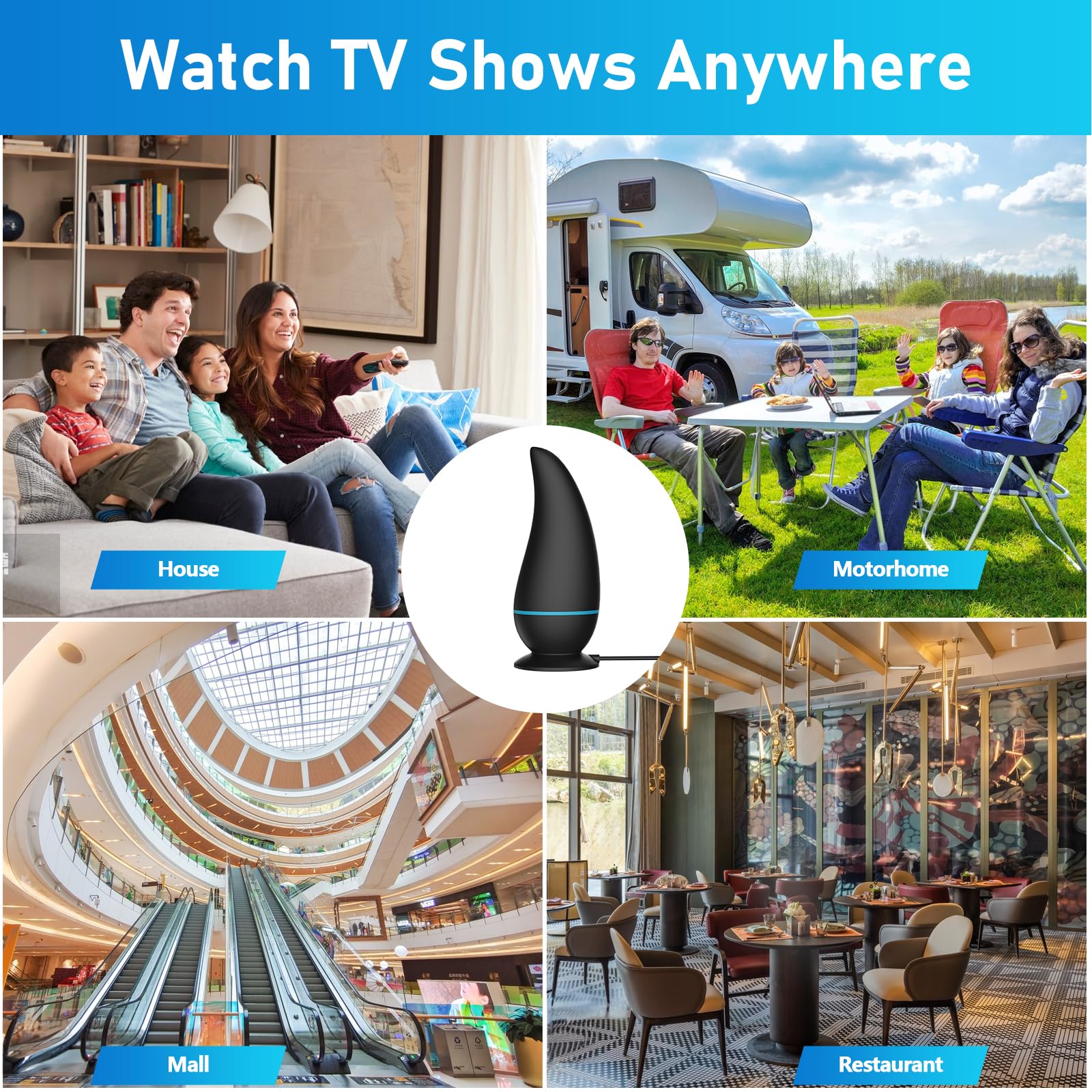 JOUALY Indoor TV Antenna with 300 Miles Reception Range