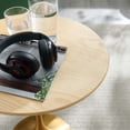 thumbnail image 6 of Sofa Side Table, Round, Natural Gold, Wood, Metal Steel, Modern Contemporary Mid-Century, Living Lounge Cafe Room Hotel Lobby Hospitality, 6 of 6