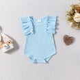 thumbnail image 5 of TOWED22 Newborn Baby Girl Clothes Daisy Print Shorts Sleeve Romper Ruffle Bloomer Shorts Headband Set Infant Summer Outfits(Sky Blue,0-3 M), 5 of 9