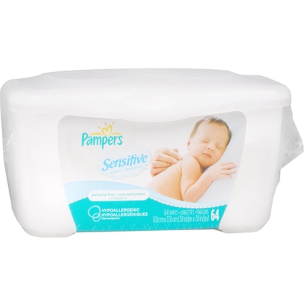 Pampers Sensitive Wipes Tub 64 Each (Pack of 6)