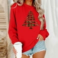 thumbnail image 2 of Quealent Christmas Sweatshirts for Women:Xmas Tree Sweatshirt Funny Long Sleeve Higher Quality Printed Pullover Tops Red for Size S, 2 of 4