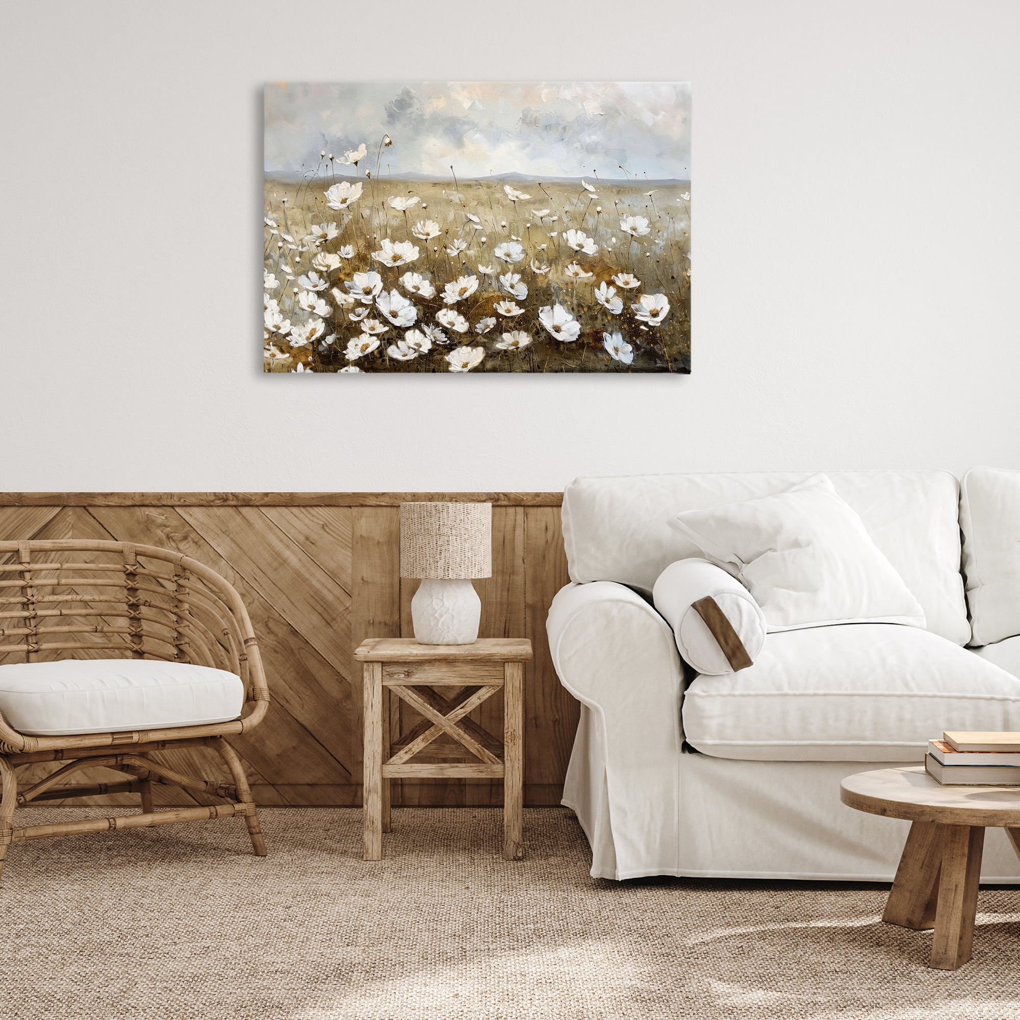 Stupell Industries Prairie Wildflower Field Landscape Painting Gallery Wrapped Canvas Art Print Wall Art, 36 x 24
