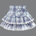 thumbnail image 6 of WIBACKER 1-12 Years Girls Plaid Ruffle Skirt with Lace Trim and Bow High Waist Toddler Kids Trendy Pleated Skirt, 6 of 6