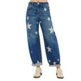 thumbnail image 2 of RISEN Mid Rise Ankle Length Relaxed Barrel Star Printed Jeans, 2 of 6