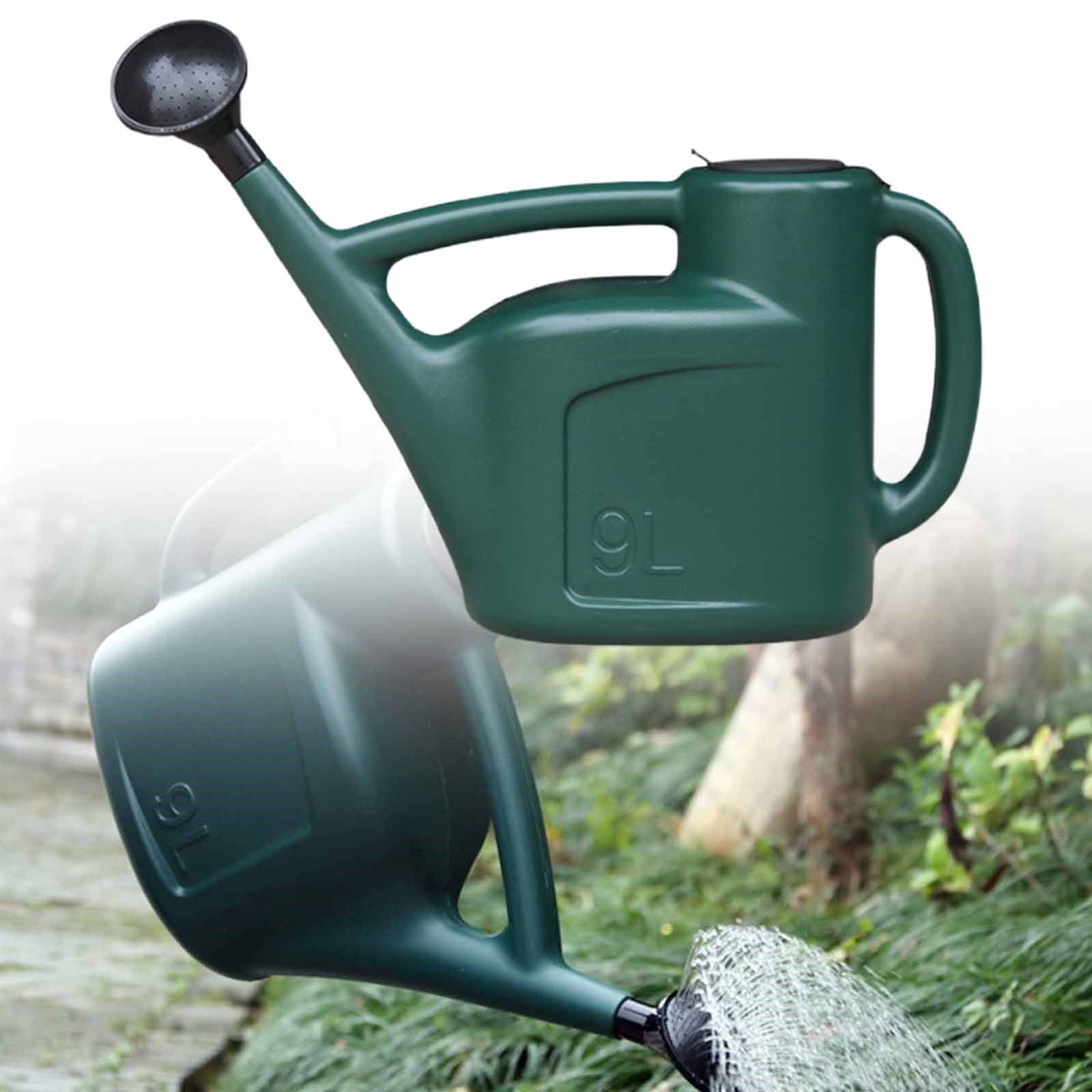 ZLBDYG 3L/9L Large Plastic Watering Can - Detachable Long Spout Indoor/Outdoor Plant Watering Can for Garden, Flowers, Vegetables (Durable Dark Green Design, Ergonomic Handle)