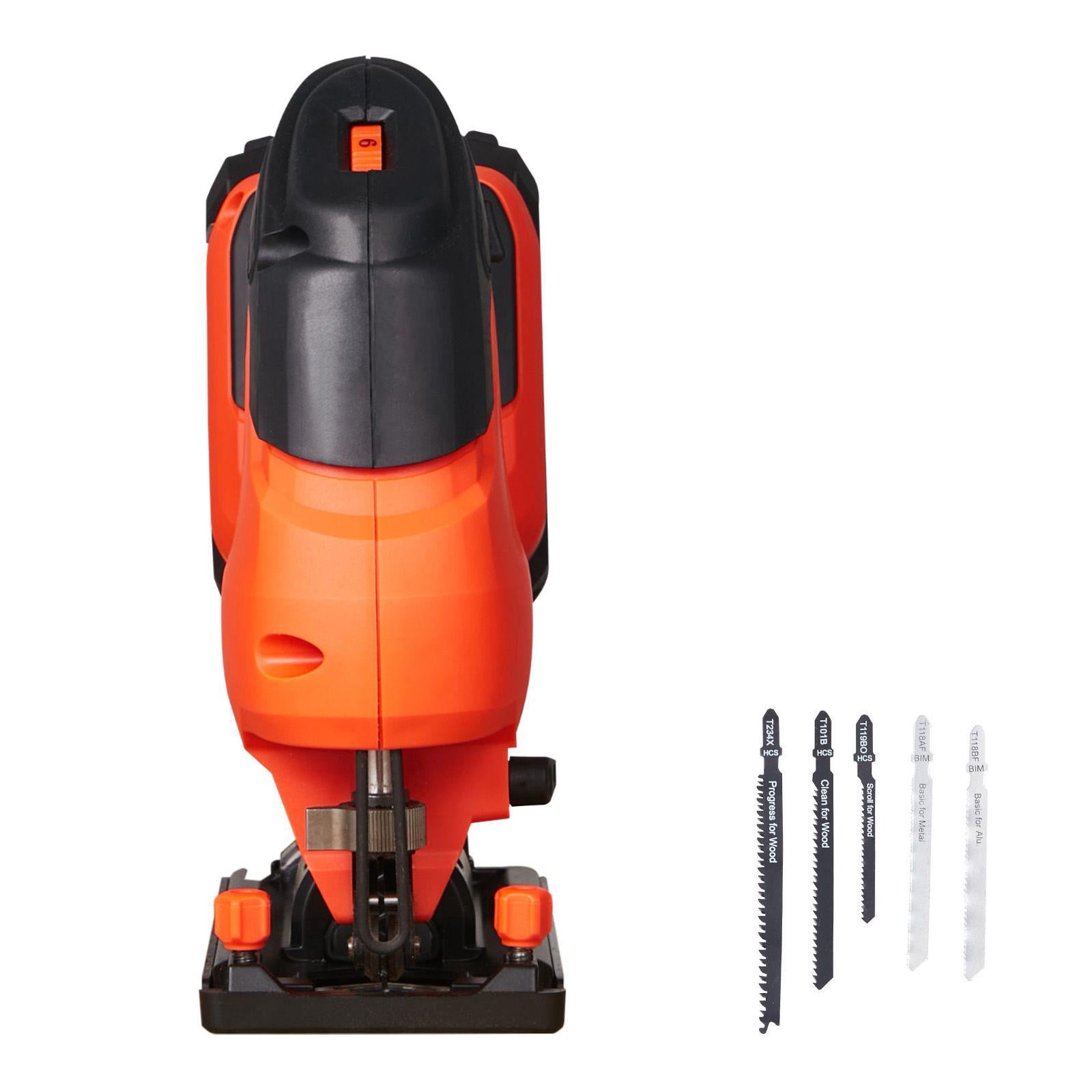 20V Cordless Jig Saw 3000 SPM with Battery Charger LED Light 6 Variable Speed 0-45 Degree Bevel Cuts 6 Blades 4 Orbital Settings for Wood Metal Cutting