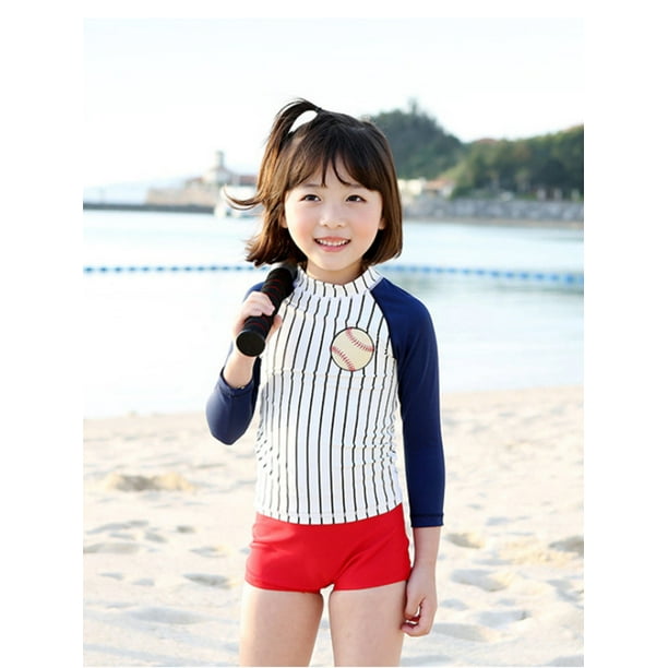 LOV 7-12T Girl's Bikini Bathing Suits Swimsuits Swimwear Beach Sport  Swimsuit Cute Rash Guard Set 