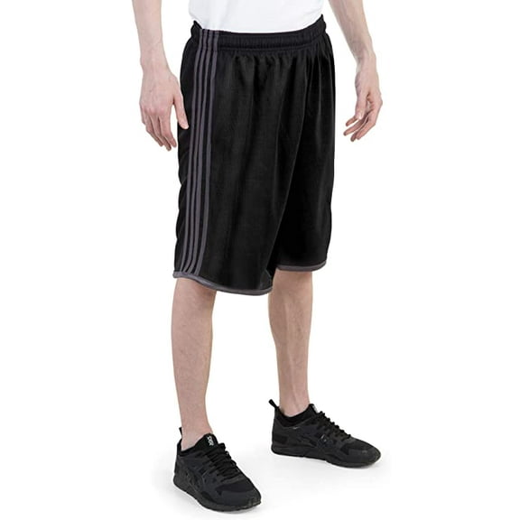 North 15 Men's Closed Mesh Athletic Basketball Shorts With Side Pockets-3063-Blk/Char-M